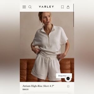 Varley Atrium Shorts Ivory Marl Medium